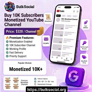 Buy 10K Subscribers Monetized YouTube Channel