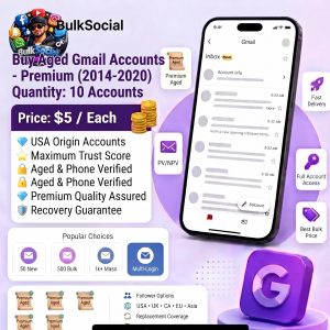 Buy 2014–2020 Premium Aged 10 Gmail Accounts