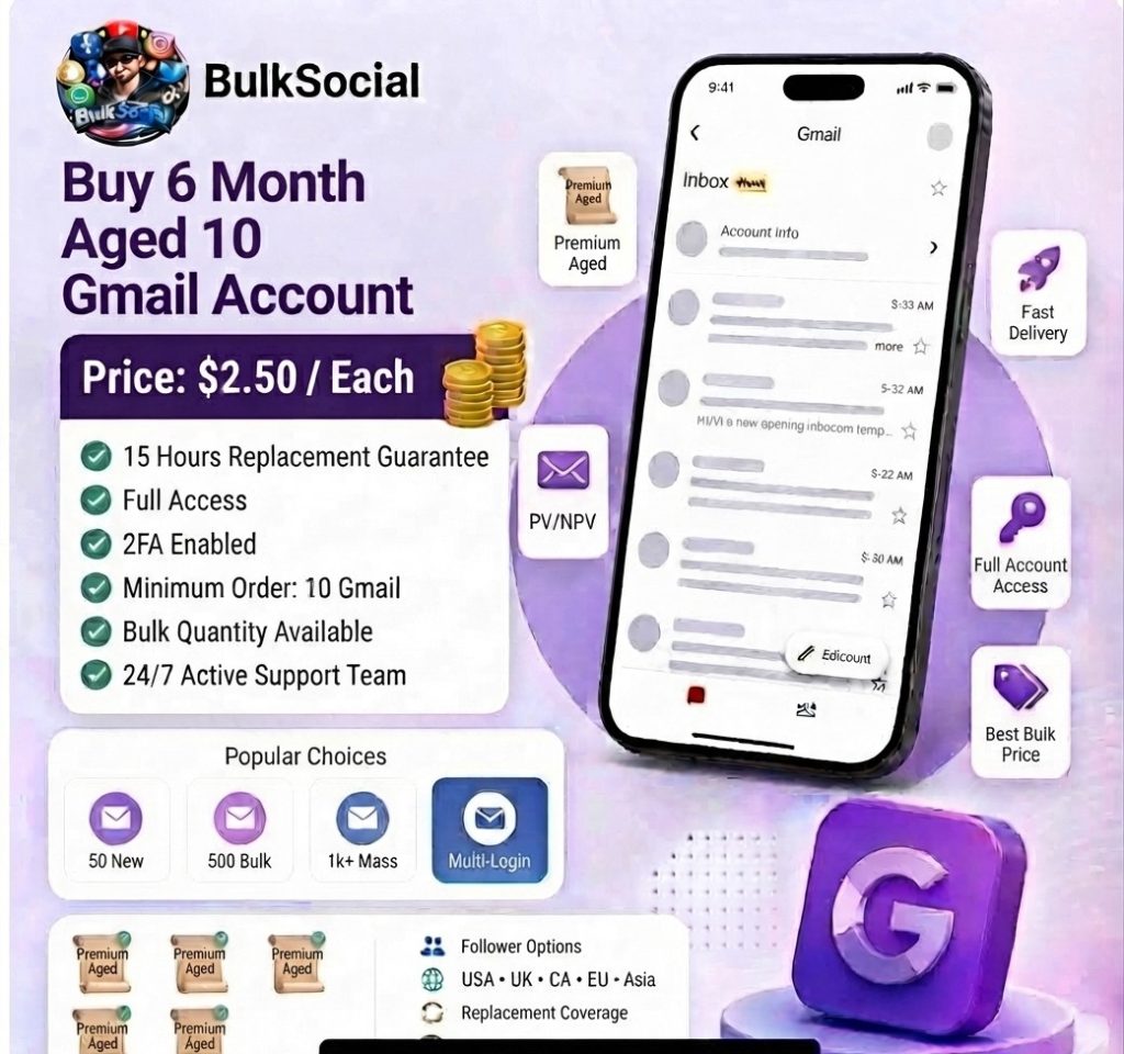 Buy 6 Month Aged 10 Gmail Account