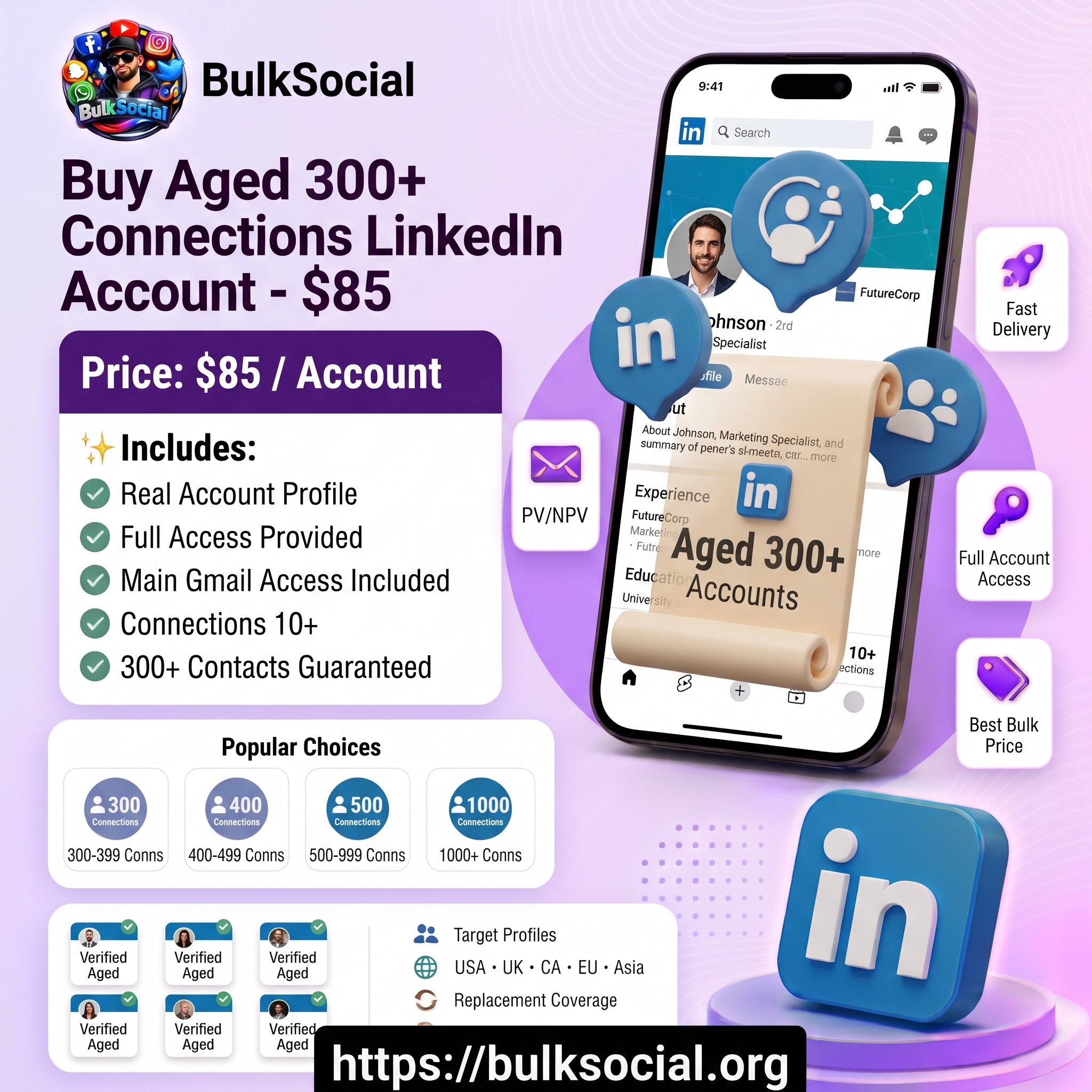 Buy Aged 300+ Connections LinkedIn Account