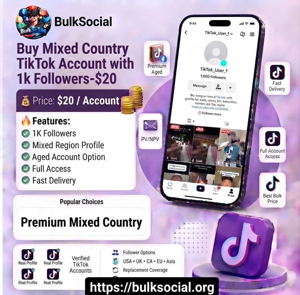 Buy Mixed Country TikTok Account With 1k Followers