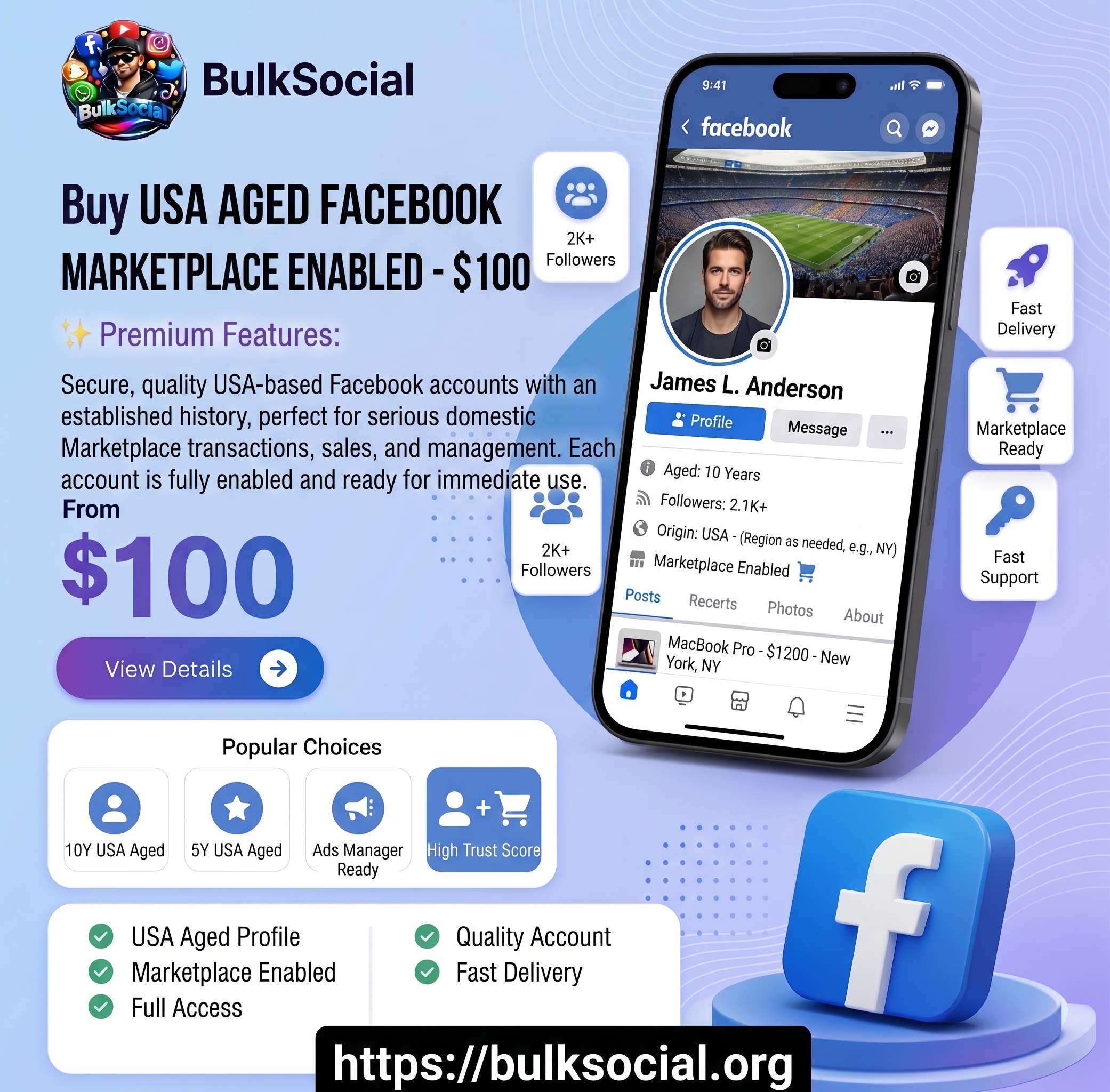 Buy USA Aged Facebook Marketplace Enabled Account